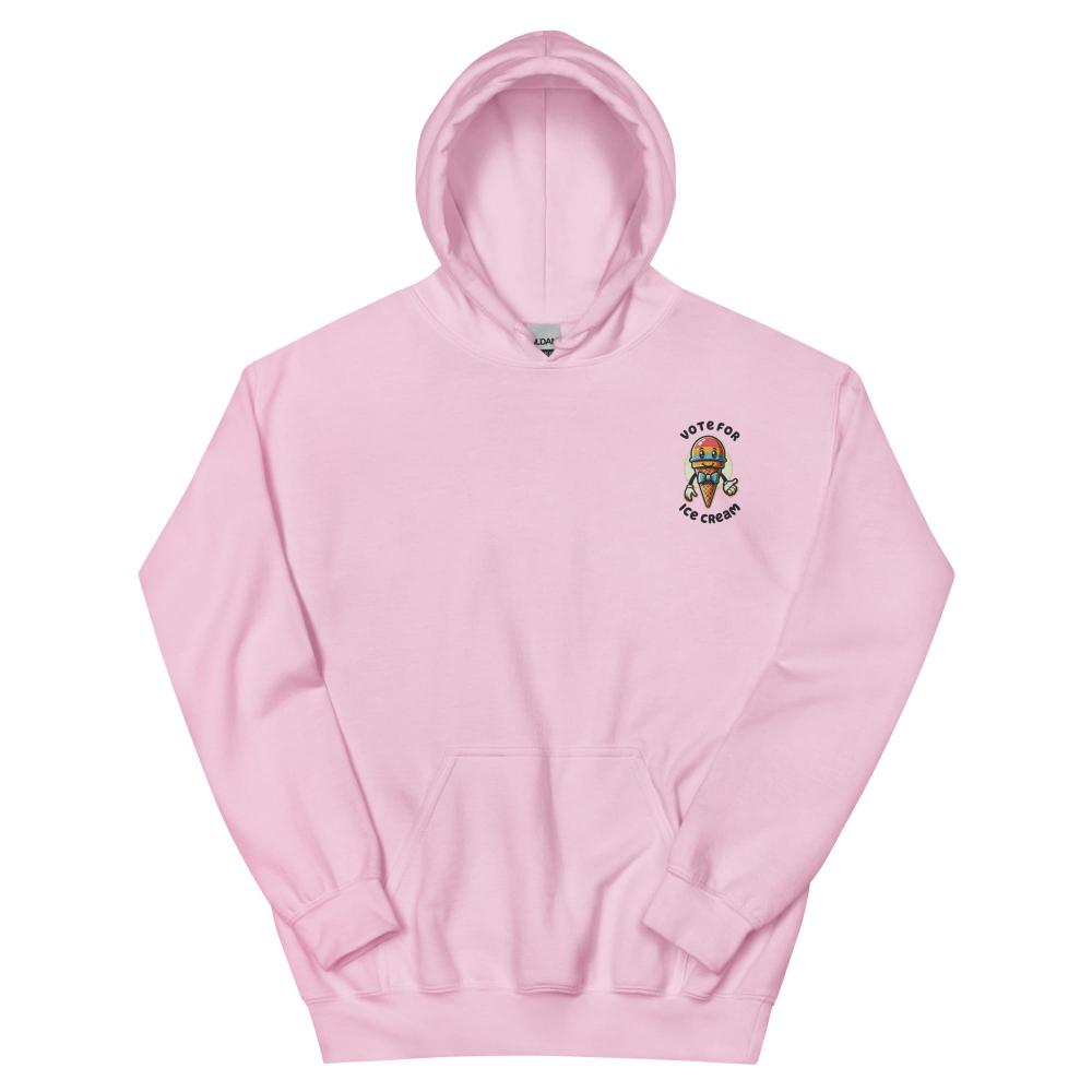 Vote For Ice Cream Embroidered Hoodie - Light Pink Color - https://ascensionemporium.net